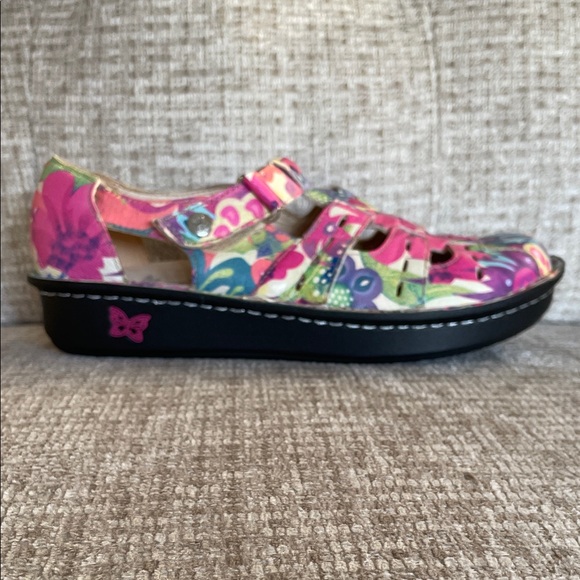 Alegria Leather Artsy Rainbow Multicolor Floral Heart Ergonomic Sandals, EU 38 - Picture 8 of 14